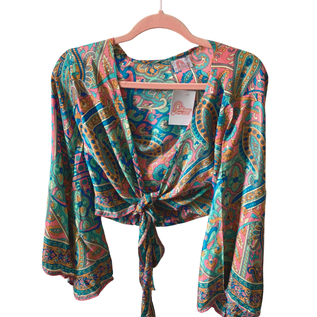 Demi Kimono 70% VRAIE SOIE MULTICOLORE *(Manche bohème)