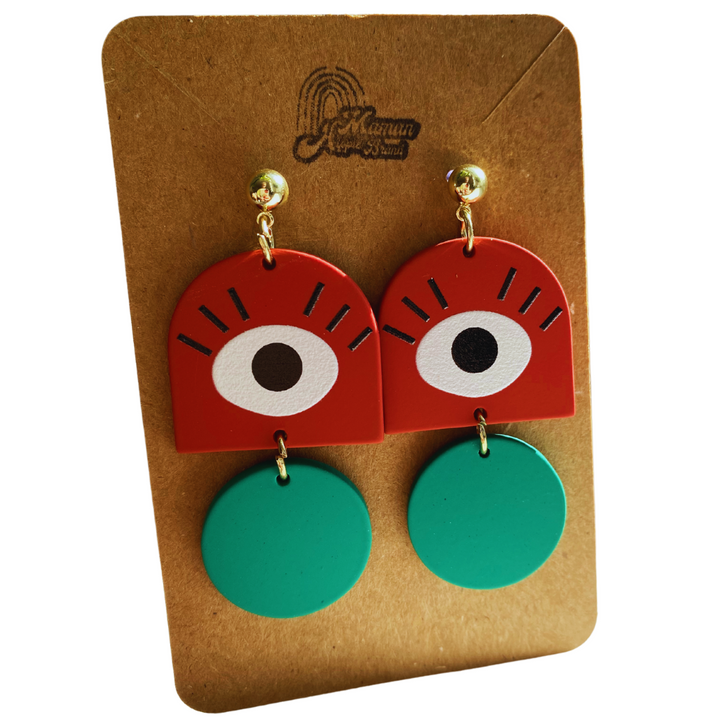 BOUCLES D'OREILLES POLYMÈRE - EVIL EYE 2 ÉTAGES