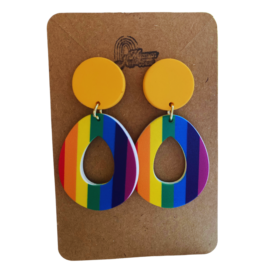 BOUCLES D'OREILLES ARGILE POLYMÈRE - ARC-EN-CIEL SIMPLE PRIDE