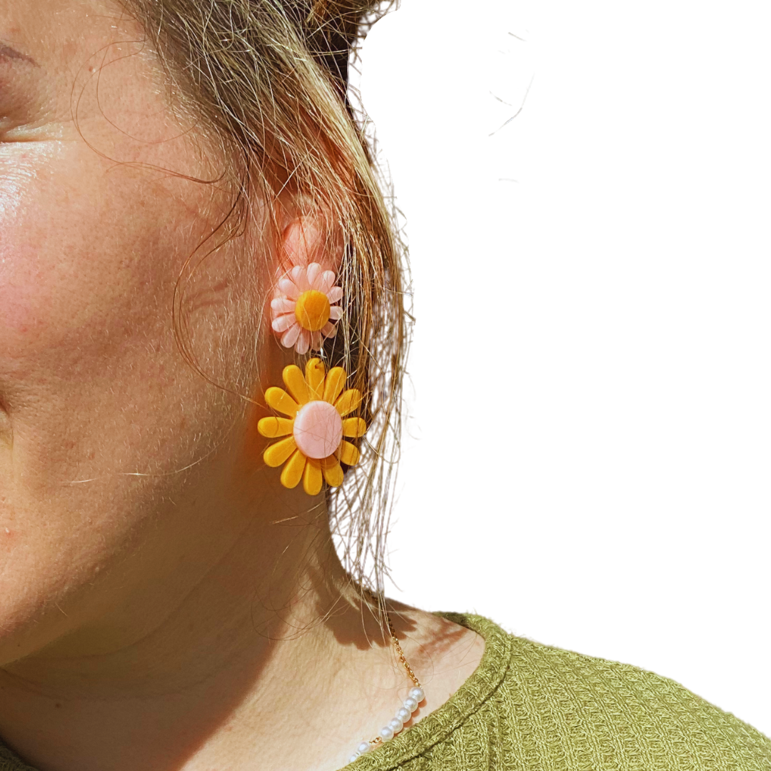 BOUCLES D'OREILLES ACÉTATE - MARGUERITE ROSE