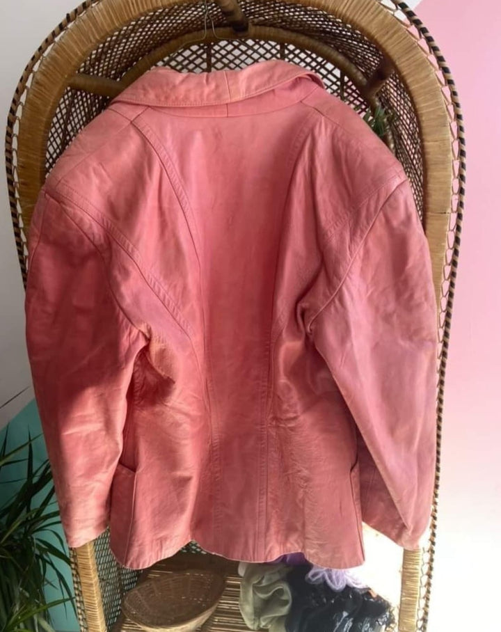 Manteau de cuir rose - Vintage 80's